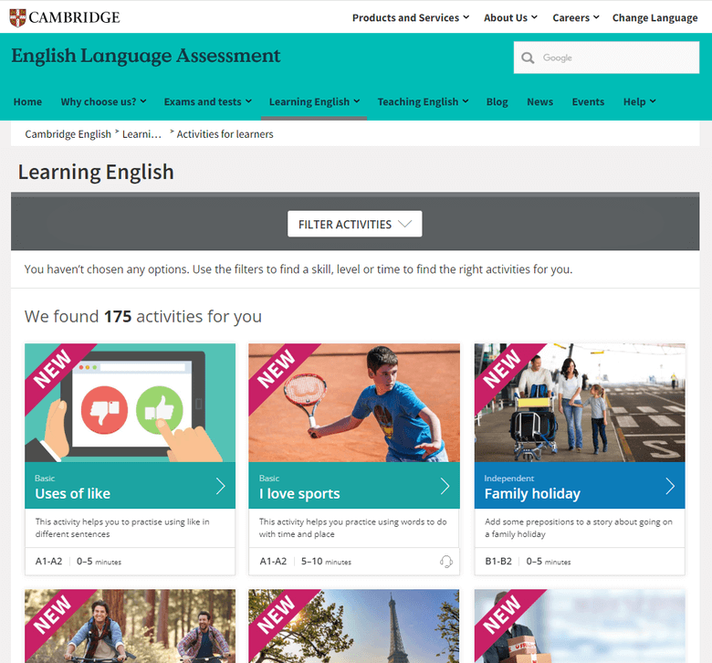 Cambridge English Activities for Learners